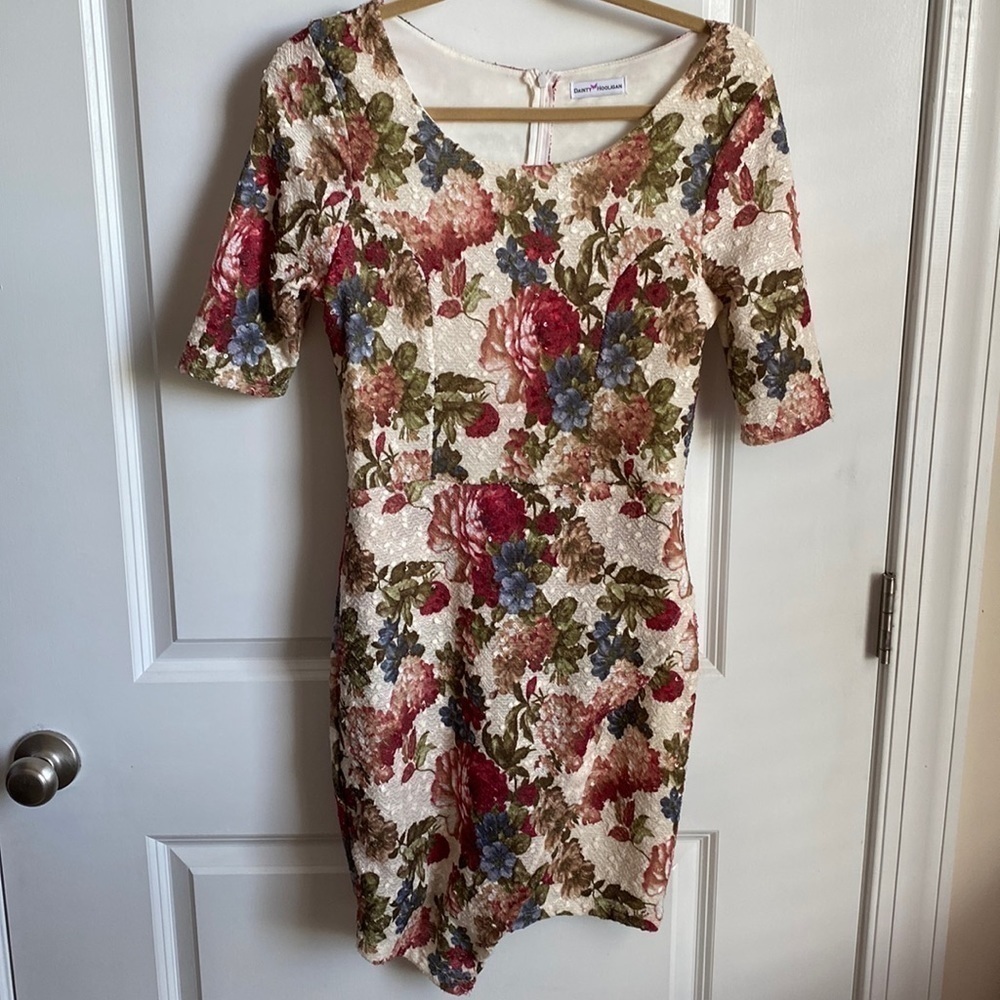 𝅺Dainty Hooligan Autumn Floral Asymmetrical Mini Dress